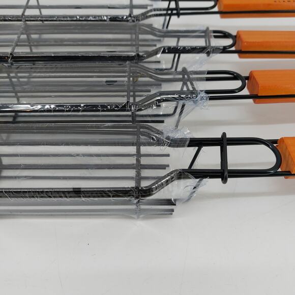 Set of 4 Klamz Barbecue Grilling Cage Basket Hotdog Grill Skewers BBQ Hot Dog - Picture 4 of 10